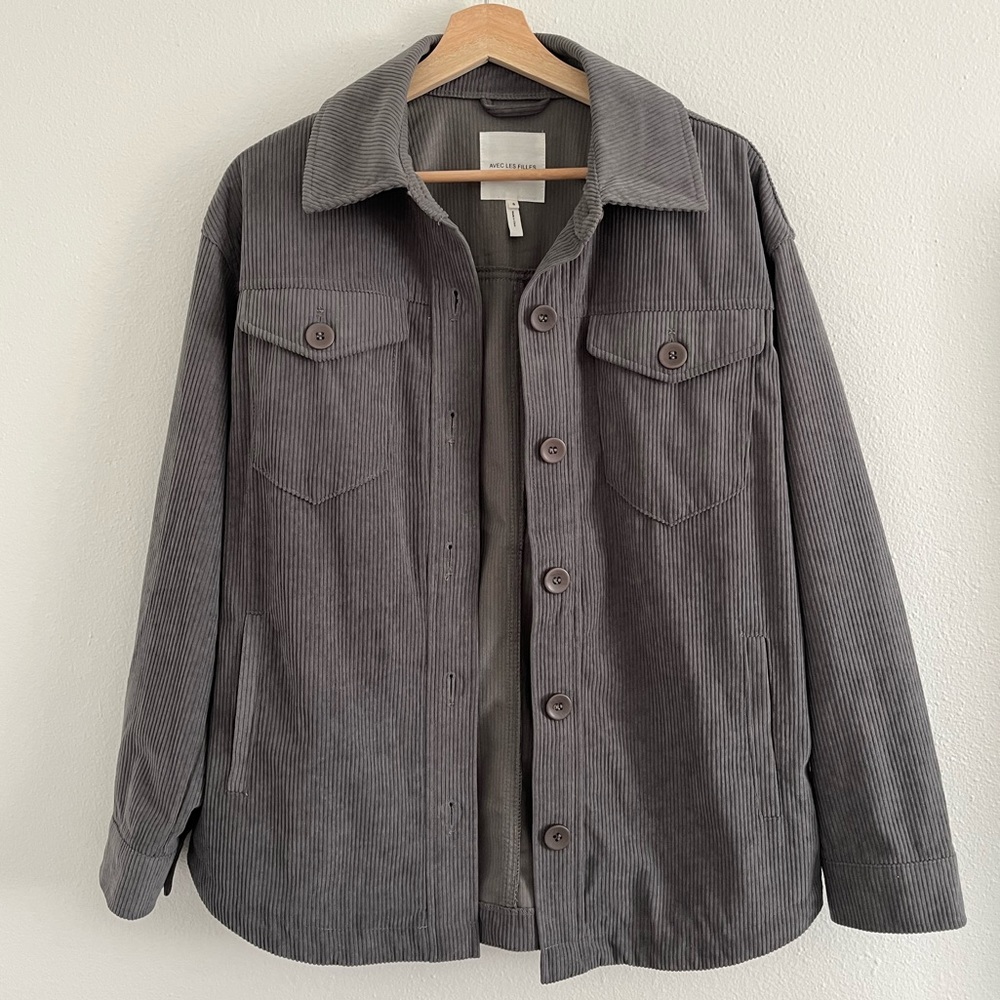 Avec Les Filles Gray Corduroy Shacket